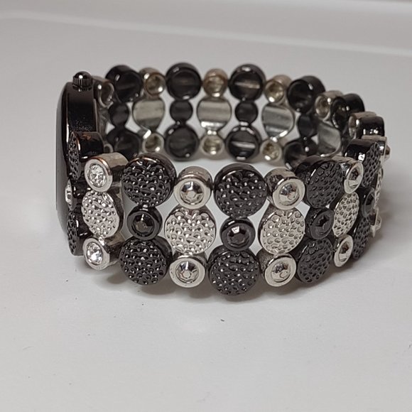 Black And Silver Tone Stretch Watch - Picture 3 of 13